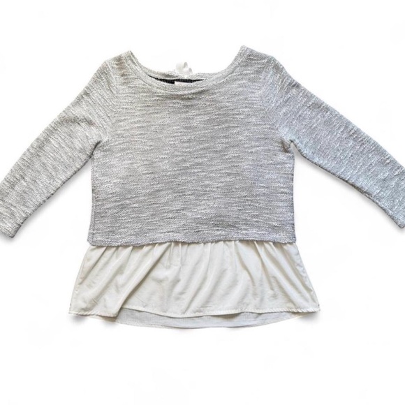 Anthropologie Tops - Anthropologie Postmark Gray and Cream Layered Long Sleeve Top